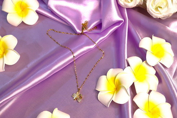 Sparkles4u Gold Flower and Butterfly Love Crystal Necklace for Women & Girls