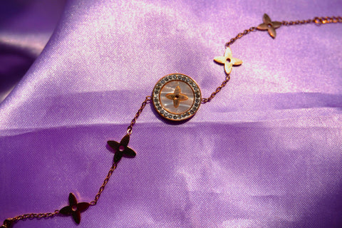 Sparkles4u White Round stylish Cross Charm ,Rose plated bracelet for Women and Girls