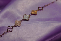 Sparkles4u White Four Clover Leaf Charm, rose gold plated bracelet For Women and Girls
