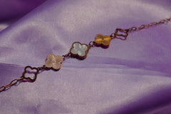 Sparkles4u White Four Clover Leaf Charm, rose gold plated bracelet For Women and Girls