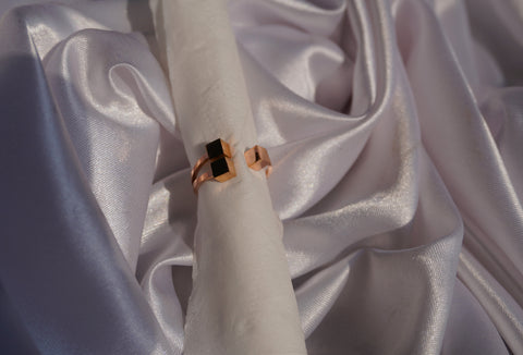 Sparkles4u Modern Geometric Cube Stylish finger Ring with Rose gold plated for Women and girls
