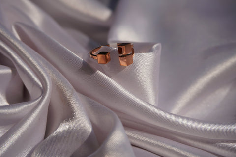 Sparkles4u Modern Geometric Cube Stylish finger Ring with Rose gold plated for Women and girls