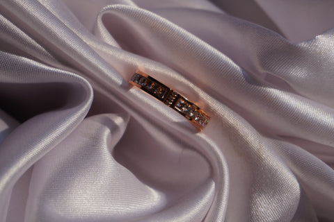 Sparkles4u Classic Diamond Brass Sleek Ring with Rose Gold plated finger Ring for Women& Girls